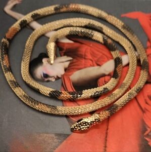 NWT Bendable Adjustable Mesh Snake Necklace With Gold Embellishments